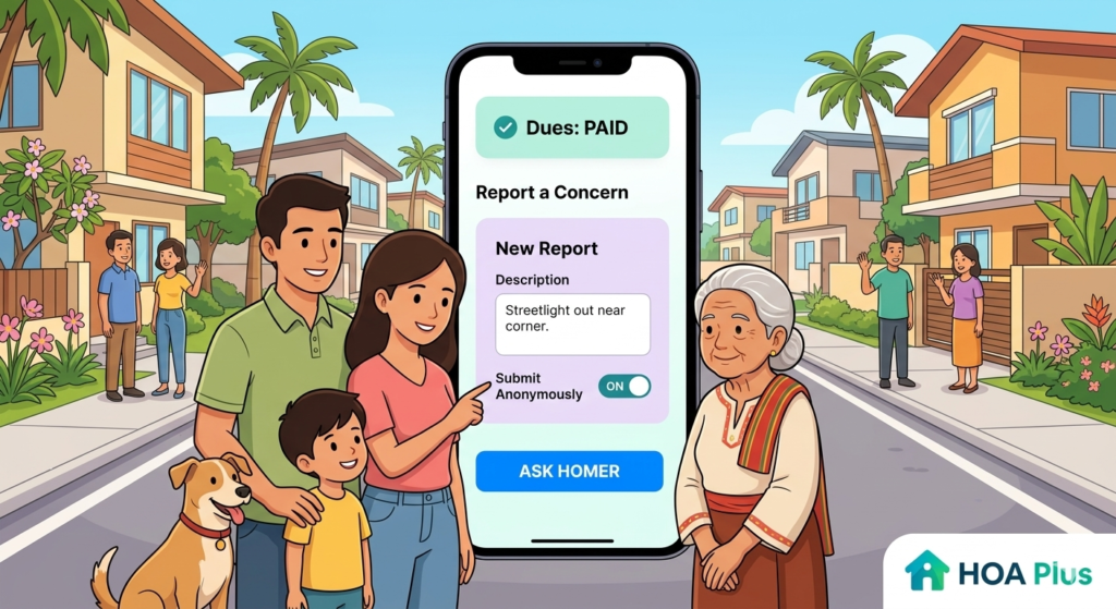 Residents in a Philippine subdivision using an anonymous neighbor report for privacy